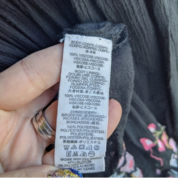 Free People XS Te Amo Mini Dress Embroidered Black - Picture 11 of 16